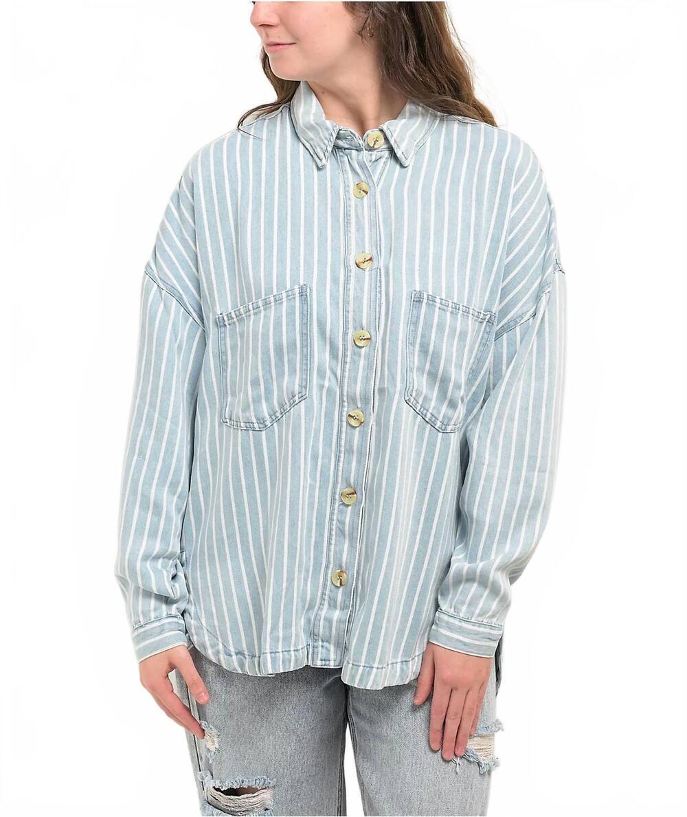 NEW BLU PEPPER kellan striped shacket in chambray